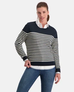 Gaastra Luxueuze 100% Merino Smerlada Gestreepte Blouse|Dames Truien En Sweaters